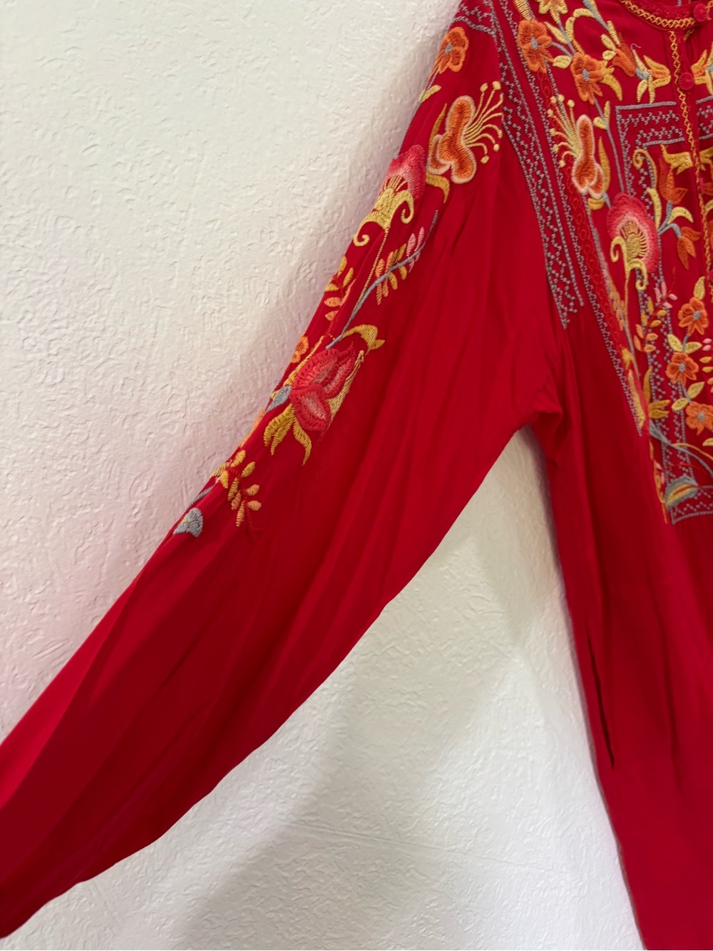 Johnny Was Red Embroidered Tunic Dress - Picture 8 of 13